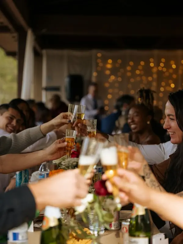 Friends toasting with champagne at a celebration