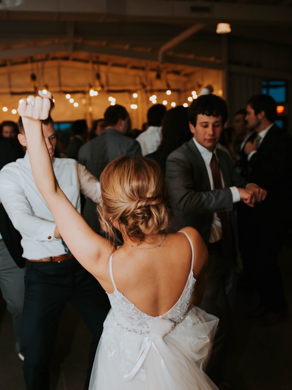 A couple dancing at their wedding